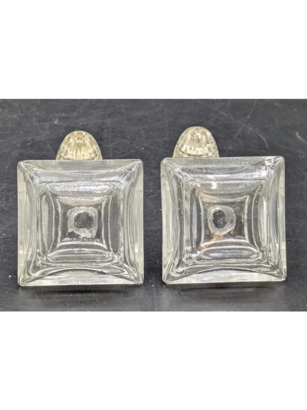 Vintage Art Deco Glass Pyramid Individual Salt Pepper Shakers Set of 8